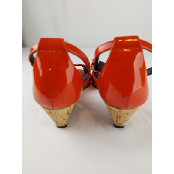 Donald J Pliner Couture Red Strap Peep Toe Cork Wedge Made in Italy 6.5 - Picture 7 of 11